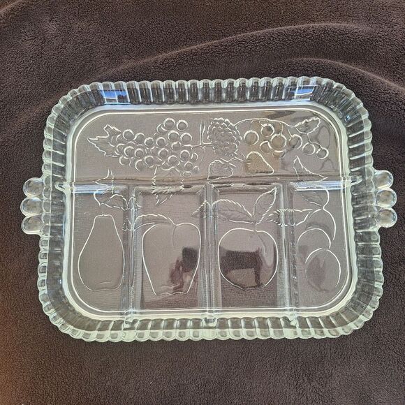 Vintage Indiana Glass Vintage Crystal Happenings 5-Part Relish Tray 60s No. 3678 - Picture 2 of 16